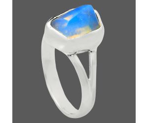 Ethiopian Opal Rough Ring size-7 EXR05966 R-1002, 7x11 mm