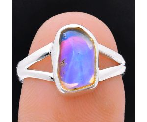 Ethiopian Opal Rough Ring size-7 EXR05969 R-1002, 7x12 mm