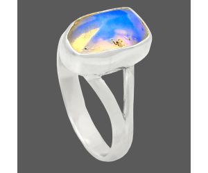 Ethiopian Opal Rough Ring size-7 EXR05969 R-1002, 7x12 mm