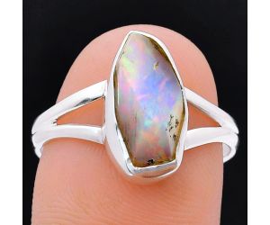 Ethiopian Opal Rough Ring size-9 EXR05970 R-1002, 7x13 mm