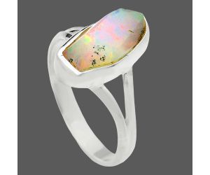 Ethiopian Opal Rough Ring size-9 EXR05970 R-1002, 7x13 mm