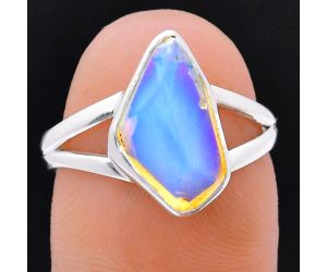 Ethiopian Opal Rough Ring size-7.5 EXR05974 R-1002, 9x14 mm