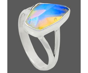 Ethiopian Opal Rough Ring size-7.5 EXR05974 R-1002, 9x14 mm