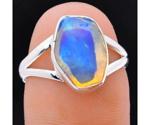 Ethiopian Opal Rough Ring size-7 EXR05976 R-1002, 9x13 mm