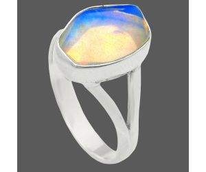 Ethiopian Opal Rough Ring size-7 EXR05976 R-1002, 9x13 mm