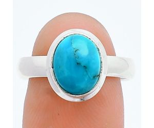 Natural Turquoise Morenci Mine Ring size-8 EXR05986 R-1007, 8x10 mm