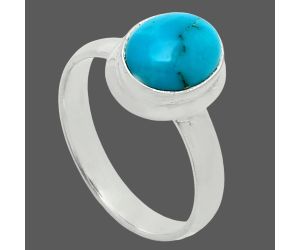 Natural Turquoise Morenci Mine Ring size-8 EXR05986 R-1007, 8x10 mm