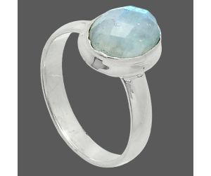 Rainbow Moonstone Checker Ring size-8 EXR05988 R-1007, 8x10 mm