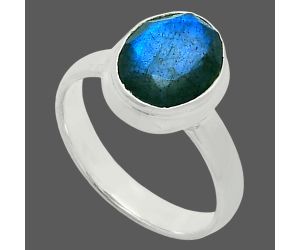 Faceted Blue Labradorite Ring size-6 EXR05989 R-1007, 8x10 mm