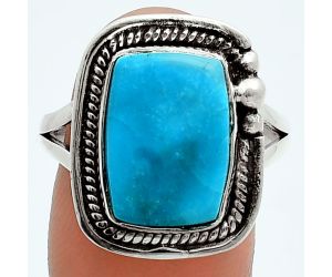 Natural Turquoise Morenci Mine Ring size-9.5 EXR05991 R-1148, 10x14 mm