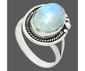 Rainbow Moonstone Ring size-9 EXR05993 R-1148, 10x14 mm