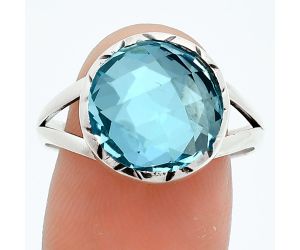 Sky Blue Topaz Checker Briolette Ring size-9.5 EXR05994 R-1074, 13x13 mm