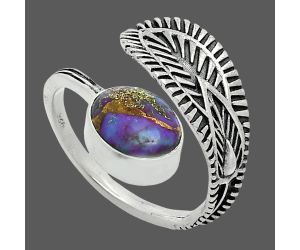 Adjustable - Copper Purple Turquoise Ring size-8 EXR05995 R-1116, 8x10 mm