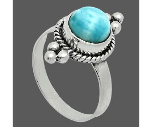 Larimar (Dominican Republic) Ring size-6.5 EXR06000 R-1127, 8x8 mm