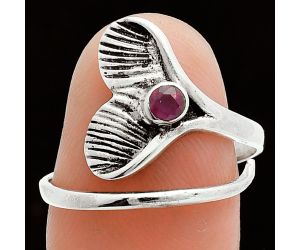 Mermaid Tail Charm - Pink Rubellite Ring size-7.5 EXR06001 R-1070, 3x3 mm