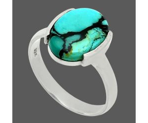 Lucky Charm Tibetan Turquoise Ring size-8.5 EXR06016 R-1173, 10x14 mm