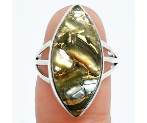 Copper Abalone Shell Ring size-7 EXR06023 R-1003, 11x24 mm