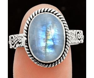 Rainbow Moonstone Ring size-10 EXR06026 R-1067, 10x14 mm