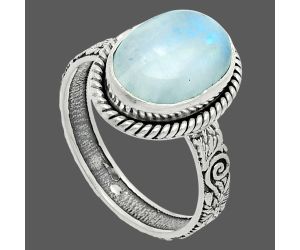 Rainbow Moonstone Ring size-10 EXR06026 R-1067, 10x14 mm