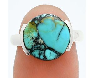 Lucky Charm Tibetan Turquoise Ring size-7 EXR06027 R-1173, 12x12 mm