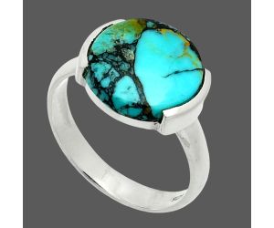 Lucky Charm Tibetan Turquoise Ring size-7 EXR06027 R-1173, 12x12 mm