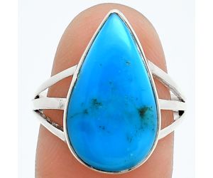 Natural Turquoise Morenci Mine Ring size-8 EXR06030 R-1003, 11x19 mm