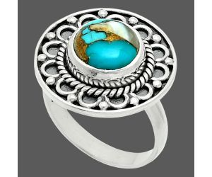 Spiny Oyster Turquoise Ring size-7 EXR06031 R-1256, 9x9 mm