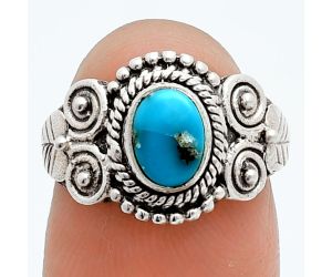 Natural Turquoise Morenci Mine Ring size-6 EXR06041 R-1280, 7x5 mm