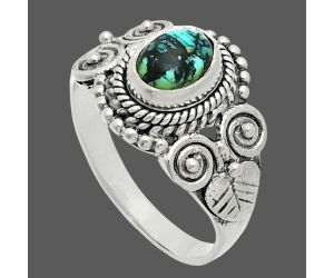 Lucky Charm Tibetan Turquoise Ring size-6 EXR06043 R-1280, 7x5 mm