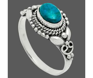 Azurite Chrysocolla Ring size-7 EXR06046 R-1286, 7x5 mm