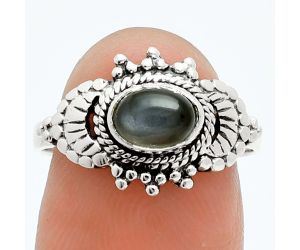 Gray Moonstone Ring size-8 EXR06050 R-1726, 7x5 mm