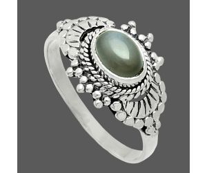 Gray Moonstone Ring size-8 EXR06050 R-1726, 7x5 mm