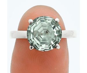 Prasiolite (Green Amethyst) Ring size-8 EXR06055 R-1019, 10x10 mm