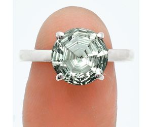 Prasiolite (Green Amethyst) Ring size-9 EXR06056 R-1019, 10x10 mm