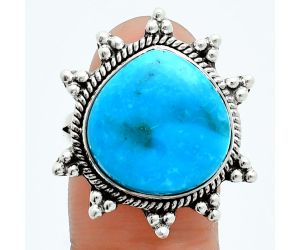 Natural Turquoise Morenci Mine Ring size-9 EXR06059 R-1234, 16x16 mm