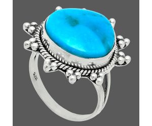 Natural Turquoise Morenci Mine Ring size-9 EXR06059 R-1234, 16x16 mm