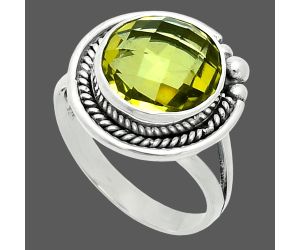 Green Gold Checker Briolette Ring size-9 EXR06060 R-1148, 12x12 mm