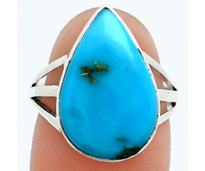 Natural Turquoise Morenci Mine Ring size-7 EXR06061 R-1003, 12x18 mm