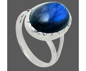 Blue Fire Labradorite Ring size-9.5 EXR06064 R-1074, 12x16 mm