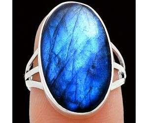 Blue Fire Labradorite Ring size-7 EXR06065 R-1003, 13x20 mm