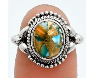 Spiny Oyster Turquoise Ring size-5 EXR06075 R-1286, 8x10 mm