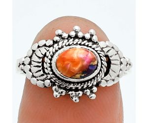 Kingman Orange Dahlia Turquoise Ring size-7 EXR06078 R-1726, 7x5 mm