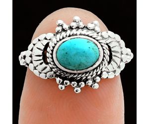 Natural Rare Turquoise Nevada Aztec Mt Ring size-6 EXR06086 R-1726, 7x5 mm