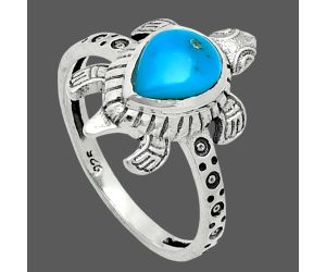 Tortoise - Natural Rare Turquoise Nevada Aztec Mt Ring size-8 EXR06088 R-1076, 7x9 mm