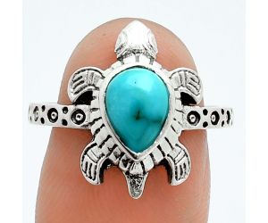 Tortoise - Natural Rare Turquoise Nevada Aztec Mt Ring size-8 EXR06089 R-1076, 7x9 mm