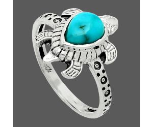 Tortoise - Natural Rare Turquoise Nevada Aztec Mt Ring size-8 EXR06089 R-1076, 7x9 mm