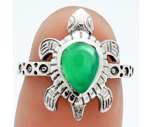 Tortoise - Green Onyx Ring size-6 EXR06090 R-1076, 6x8 mm