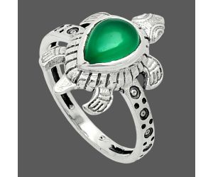 Tortoise - Green Onyx Ring size-6 EXR06090 R-1076, 6x8 mm