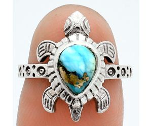 Tortoise - Spiny Oyster Turquoise Ring size-6 EXR06091 R-1076, 6x8 mm