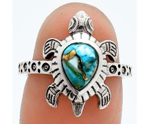 Tortoise - Spiny Oyster Turquoise Ring size-7 EXR06092 R-1076, 6x8 mm